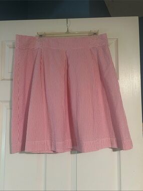 Lands' End Pink and White Striped A-Line Skirt